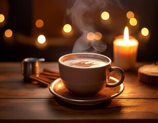 Rich Hot Chocolate with Swirling Steam and a Cozy Atmosphere