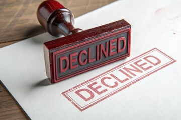 red stamp with decline mark. Rejection and deny