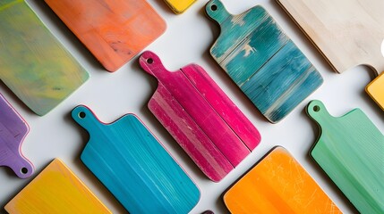 Vibrant Patterns of Professionalgrade Cutting Boards Contrasting with a Plain Background