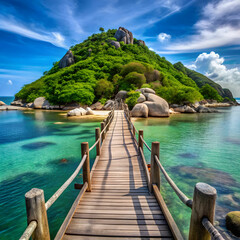 Wooden Bridge at Koh Nangyuan Island Surat Thani