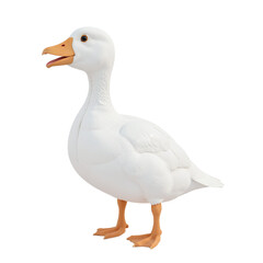 Fototapeta premium A realistic white goose toy, shown in a three-quarter view against a cut out background.