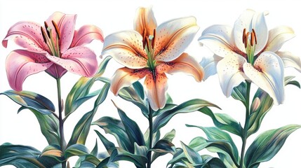 Colorful Lilies in Bloom Representing Nature's Beauty and Elegance