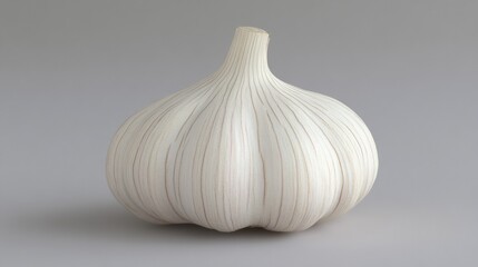 Fresh Organic Garlic Bulb with Fine Striations on Smooth Surface