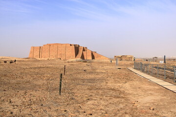 restored ziggurat in ancient Ur, sumerian temple, Iraq