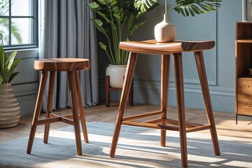 Contemporary Wooden Stool with Sleek Legs for Modern Home Furniture