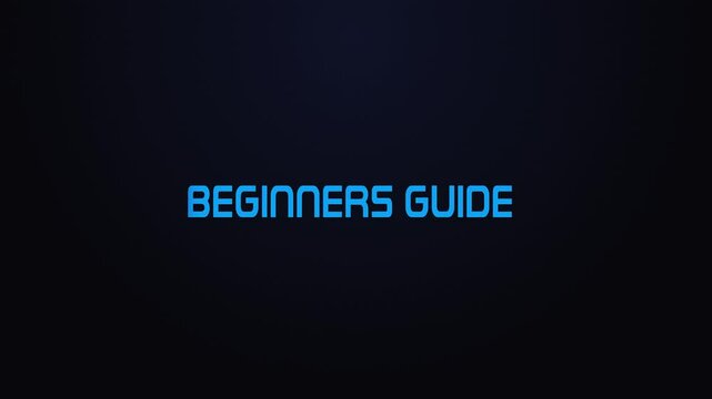 Glowing explosion BEGINNERS GUIDE text reveal blue and pink