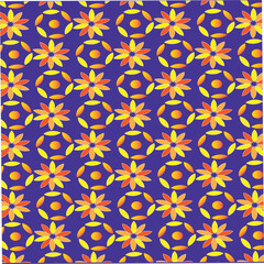 Fototapeta premium Seamless floral vector design features an abstract pattern with vintage flower ornaments in blue, creating a decorative textile texture
