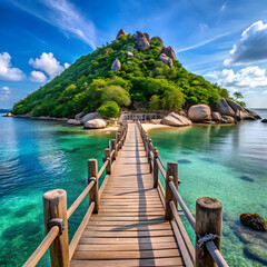 Wooden Bridge at Koh Nangyuan Island Surat Thani