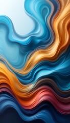 Fototapeta premium Abstract Fluid Art Background with Flowing Blue, Orange and Red Waves