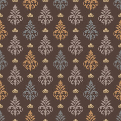 Damask seamless vector background. baroque style pattern.