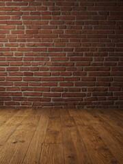 Rustic Charm: Wooden Floor Meets Brick Wall