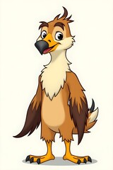 Fototapeta premium Anthropomorphic Eagle Character – Expressive Cartoon Animation Design