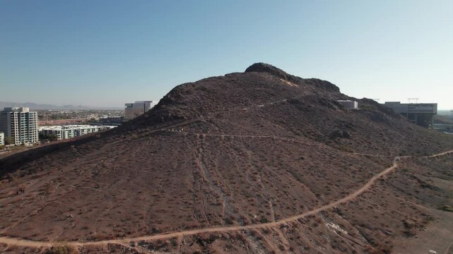 Hayden Butte in Tempe, Arizona, aerial shot, 4K