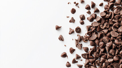 Obraz premium Chocolate chips on white background