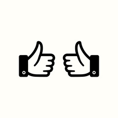 Thumbs Up Hand Icon Isolated on White Background – Simple and Clean Template Vector Illustration for Positive Feedback, Social Media, and Communication Design Projects