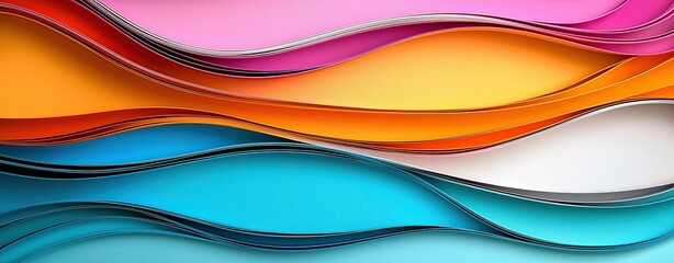 Fototapeta premium Colorful Wavy Background with Vibrant Orange, Pink, Blue, and White Shades