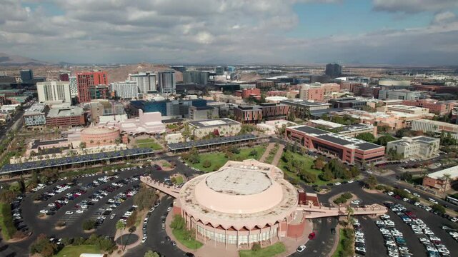Gammage Auditorium at Arizona State University, 4K aerial shot