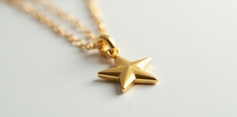 Close-up of gold star necklace, isolated on white, necklace, astral