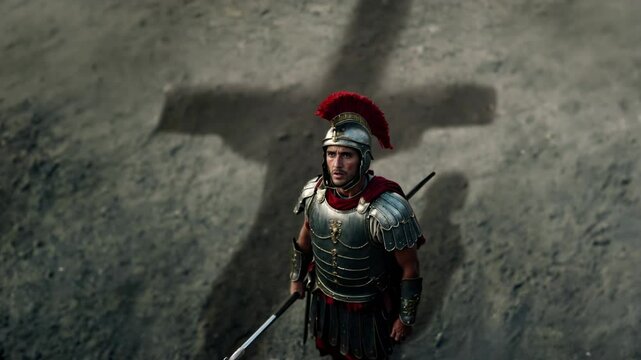Roman Soldier Recognizing Jesus as the Son of God, 4k christian footage