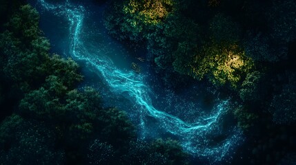 Obraz premium Stunning cosmic scene, vibrant blue and green swirling nebula with bright stars, perfect for space-themed designs.