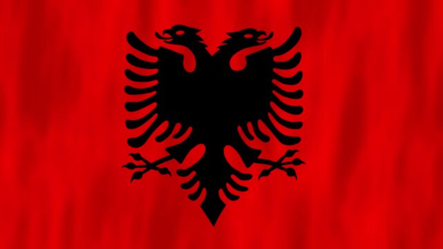 Albania flag country animation 3D symbol design waving in wind movement national patriotism world culture emblem banner Southeast Europe red black