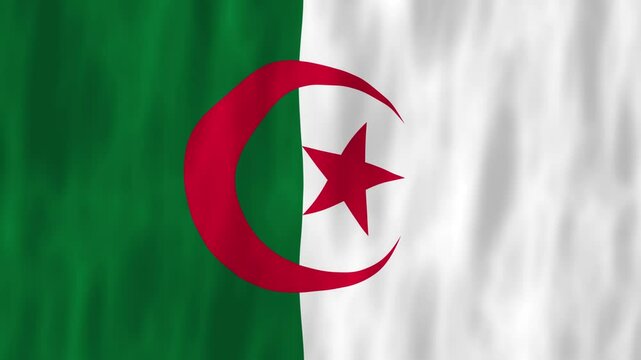 Algeria flag country animation 3D symbol design waving in wind movement national patriotism world culture emblem banner North Africa green red white