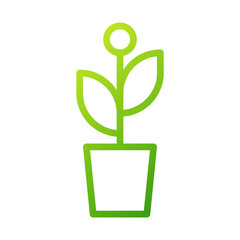 Green Gradient Plant Icon in Pot Illustration