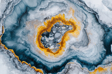 Obraz premium Concept of Ukraine Earth Minerals. USA and Ukraine deal. Aerial view of the earth mover in the quarry in Ukraine. Ukraine materials for chips, AI. Lithium, graphite, zirconium, titanium. AI