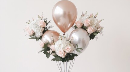 Elegant Floral Arrangement with Balloons for Celebration Events