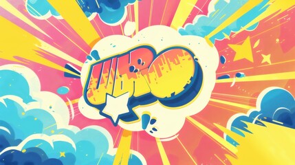 Naklejka premium Colorful Comic Style Art with Dynamic Elements and Vibrant Background