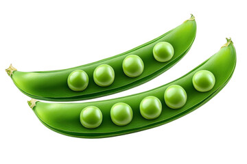 Fresh Organic Snap Peas with Vibrant Green Color and Glossy Texture Isolated on White Background for Healthful Cooking
