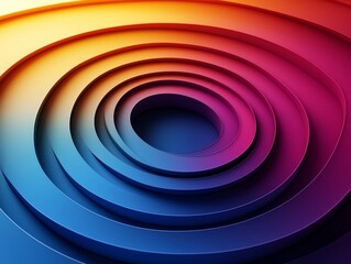 Fototapeta premium Vibrant Rainbow Concentric Circles Abstract Geometric Background Design