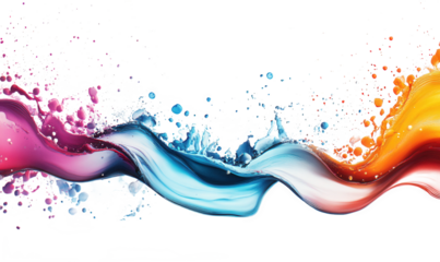 Splashing colorful ink pigments