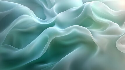 Obraz premium Serene Abstract Wavy Geometric Flow in Soft Blue and Green Tones Background
