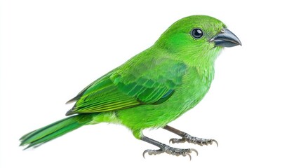 Fototapeta premium A Singapore Green Broadbill bird perched, showcasing its vibrant green feathers and delicate features