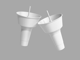 White Blank Drink Cup with Snack Tray Cup Holder Mockup 3D Rendering