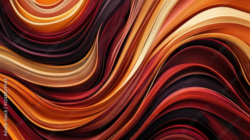 Poster abstract swirling layers of warm colored paper