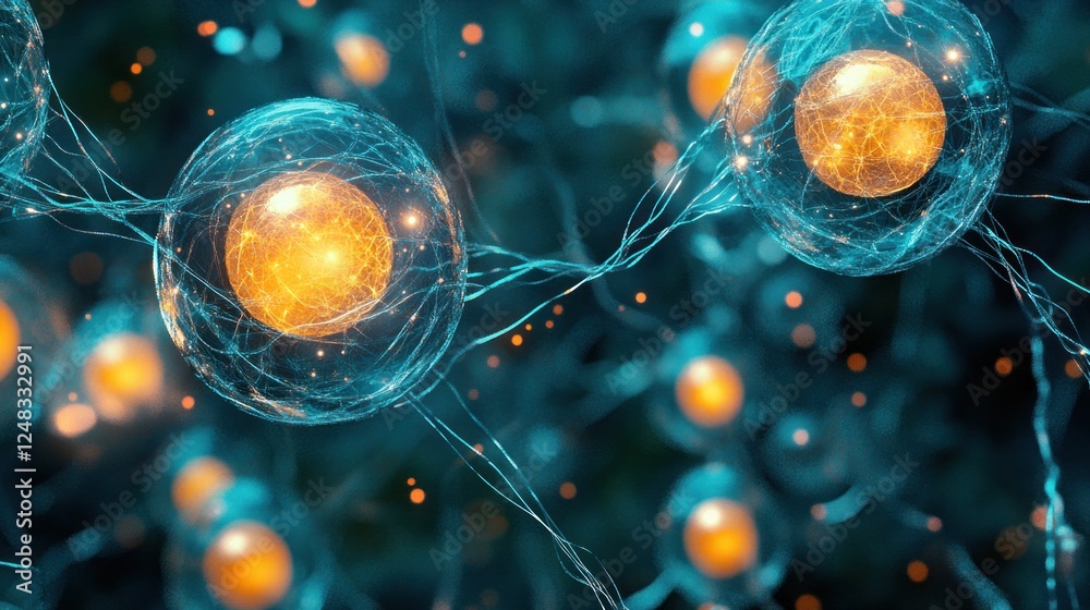 Poster Luminous Cellular Structures Interconnected Network