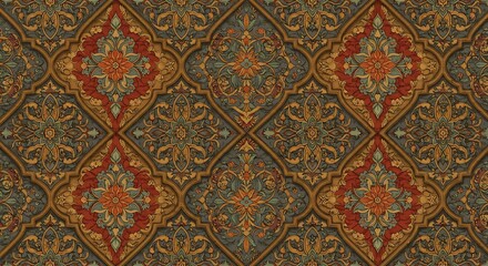 Intricate Floral Pattern Design in Rich Autumn Hues
