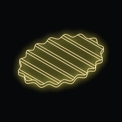 Neon yellow empty grill glowing on black background