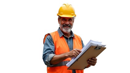 Smiling construction workers, engineers, and architects in hardhats represent the diverse workforce of the building industry