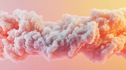 Abstract image with cloud-like textures and a gradient of orange pink and cream hues creating a soft dreamy atmosphere