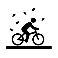 Obraz premium A black and white silhouette icon depicts a person riding a bicycle.