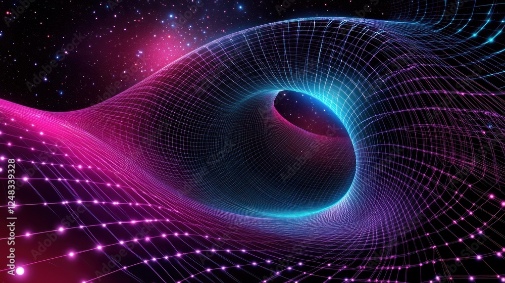 Aufkleber abstract cosmic grid tunnel of light and color