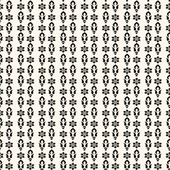Simple floral texture, vintage geometric pattern with small flower silhouettes. Vector abstract monochrome background. Design for decor, wrapping