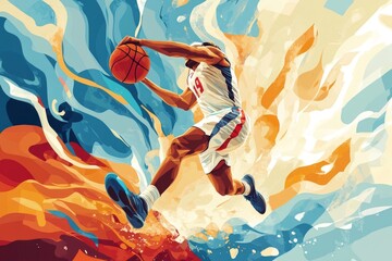 illustration of basketball sports wallpaper flat poster