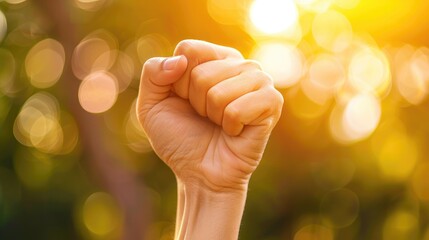 Powerful Fist At Sunrise In Nature'S Embrace