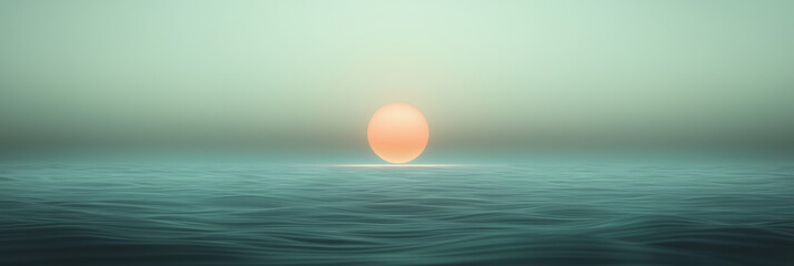 A panoramic composition featuring a bright orb suspended in a futuristic environment of smoothly