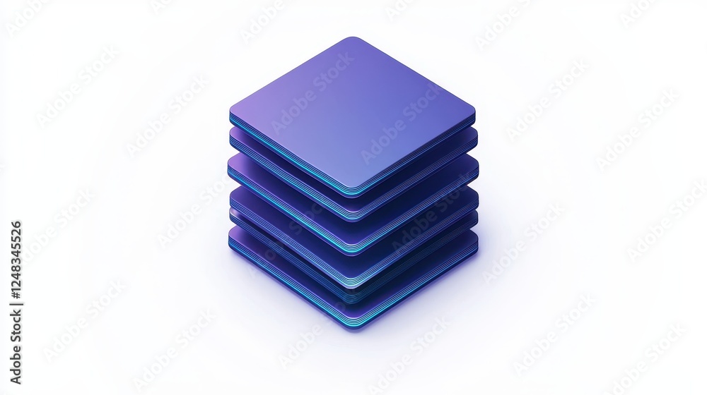 Poster a stack of sleek, blue microprocessor chips, showcasing a modern design with a futuristic touch.