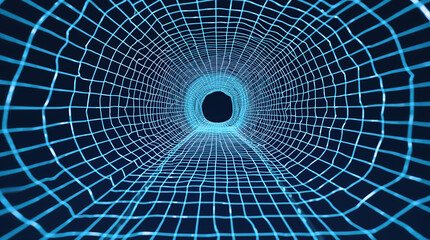 Fototapeta premium An abstract tunnel with a blue mesh structure.